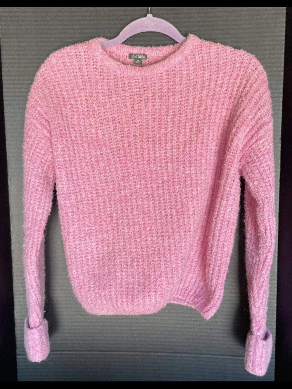 Wild Fable Pink Textured Crewneck Sweater.